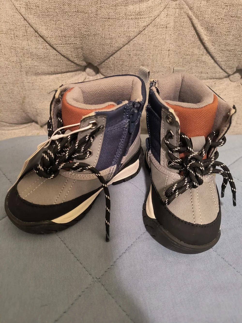 ZARA Kids Gray & Rust Lace-Up Ankle Boots